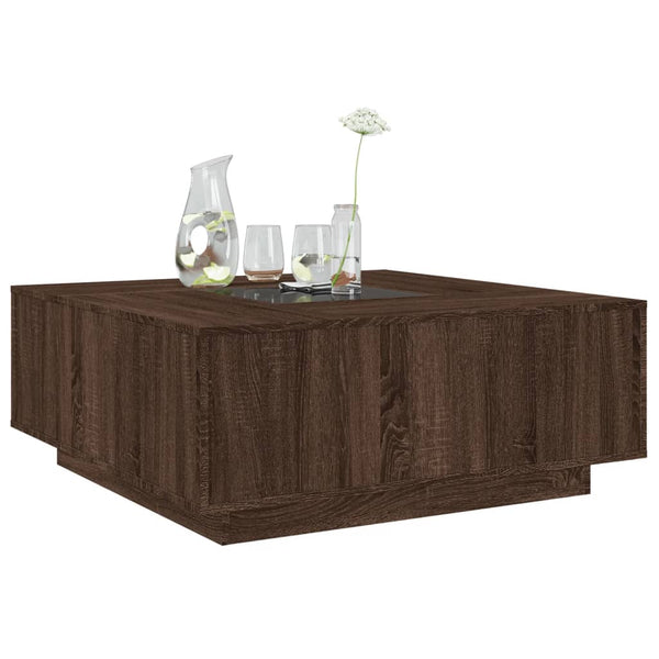 vidaXL Table basse avec LED Infinity aspect chêne marron 100x100x40 cm