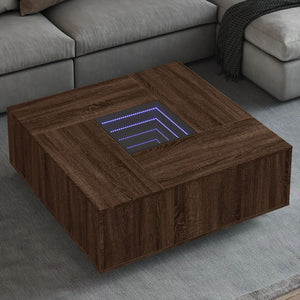 vidaXL Table basse avec LED Infinity aspect chêne marron 100x100x40 cm