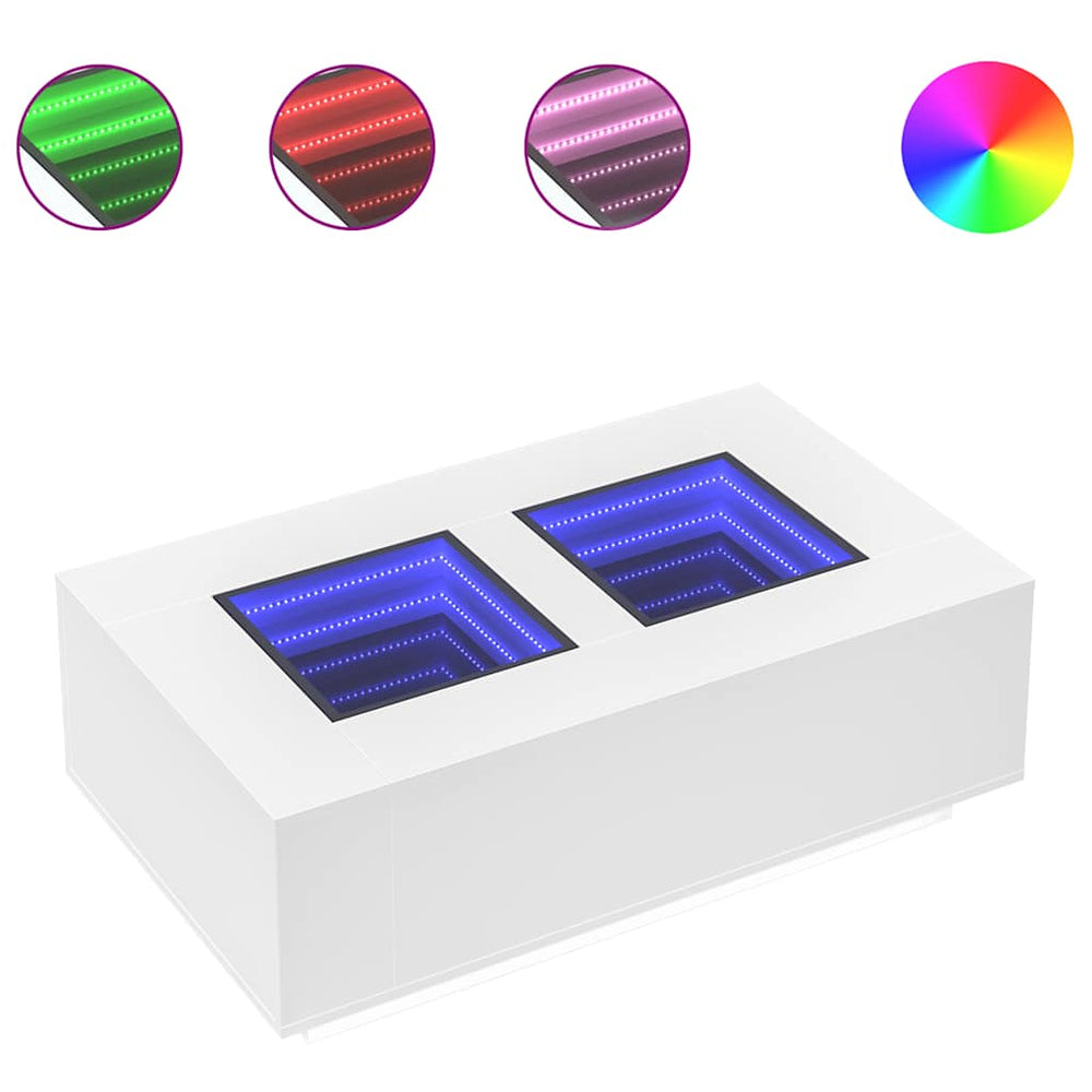 vidaXL Table basse avec LED Infinity Blanc 116x69x40 cm