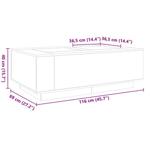 vidaXL Coffee Table with Infinity LED White 116x69x40 cm