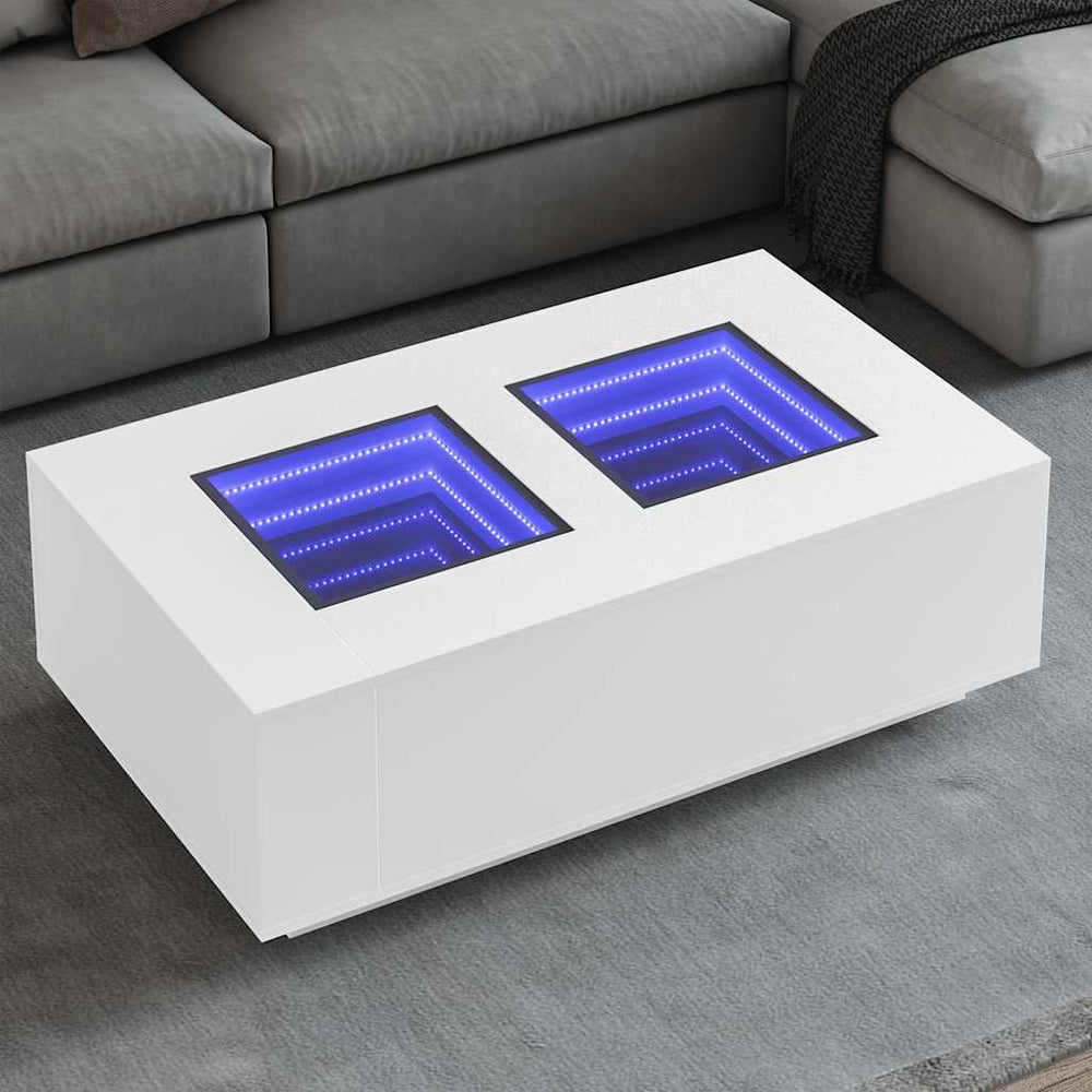 vidaXL Table basse avec LED Infinity Blanc 116x69x40 cm