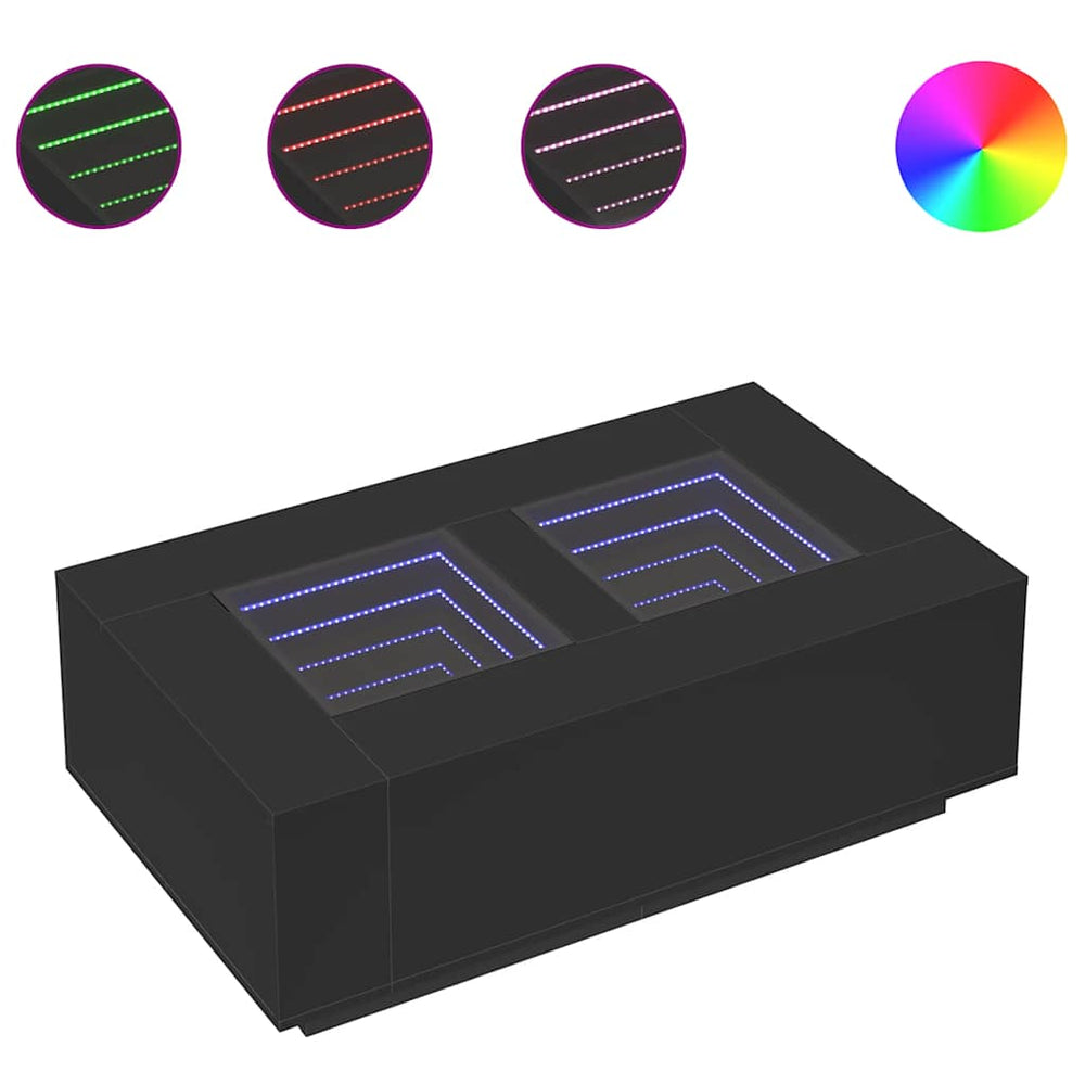 vidaXL Table basse avec LED Infinity noir 116x69x40 cm