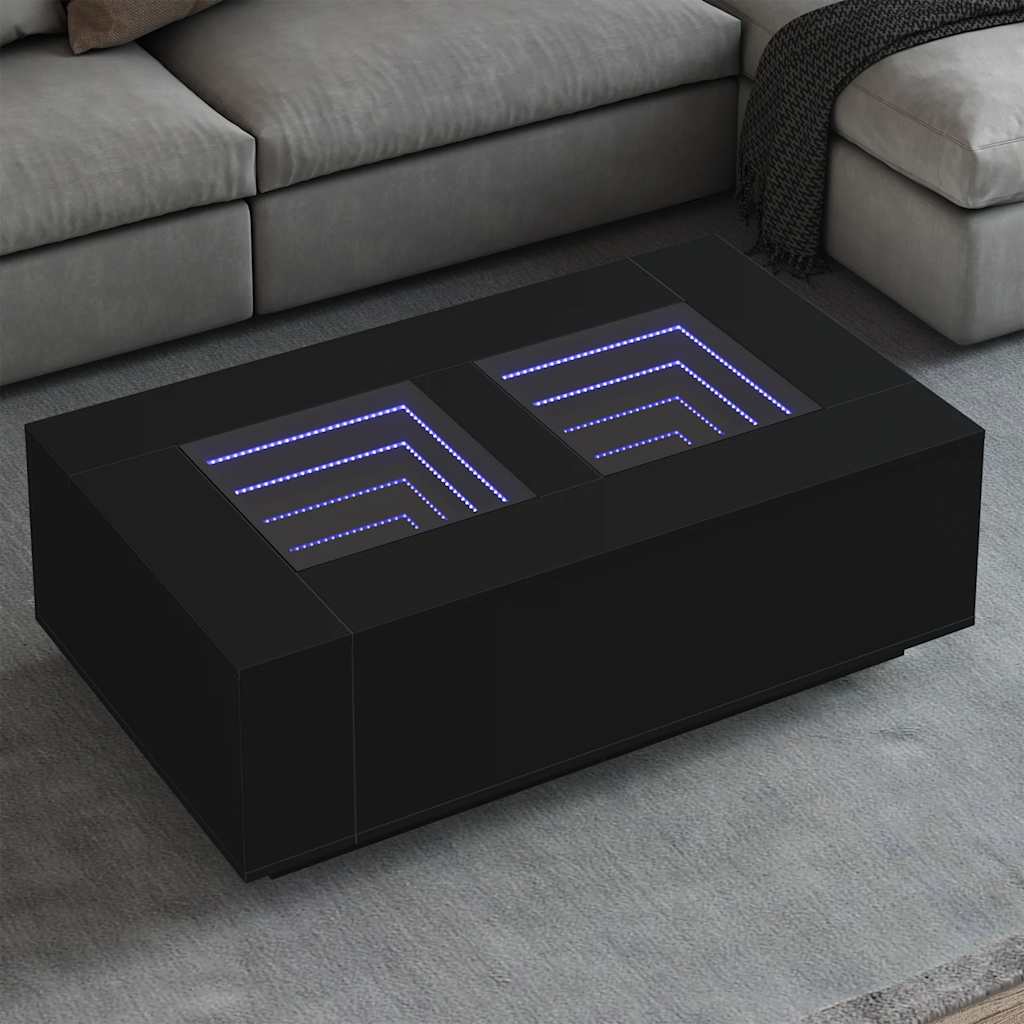 vidaXL Table basse avec LED Infinity noir 116x69x40 cm