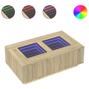 vidaXL Table basse à LED effet infini chêne Sonoma 116x69x40 cm