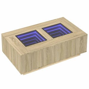 vidaXL Table basse à LED effet infini chêne Sonoma 116x69x40 cm