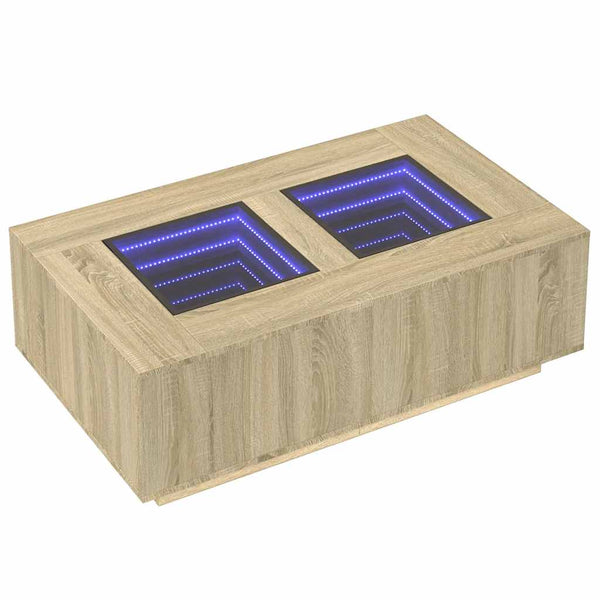 vidaXL Table basse à LED effet infini chêne Sonoma 116x69x40 cm