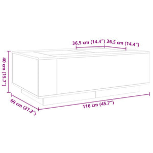 vidaXL Table basse à LED effet infini chêne Sonoma 116x69x40 cm