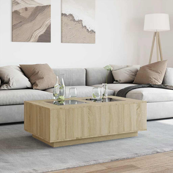 vidaXL Table basse à LED effet infini chêne Sonoma 116x69x40 cm
