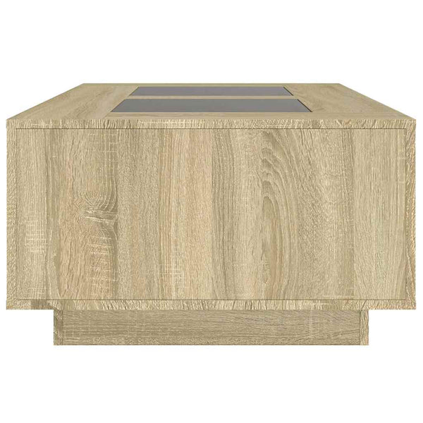 vidaXL Table basse à LED effet infini chêne Sonoma 116x69x40 cm