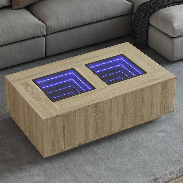 vidaXL Table basse à LED effet infini chêne Sonoma 116x69x40 cm