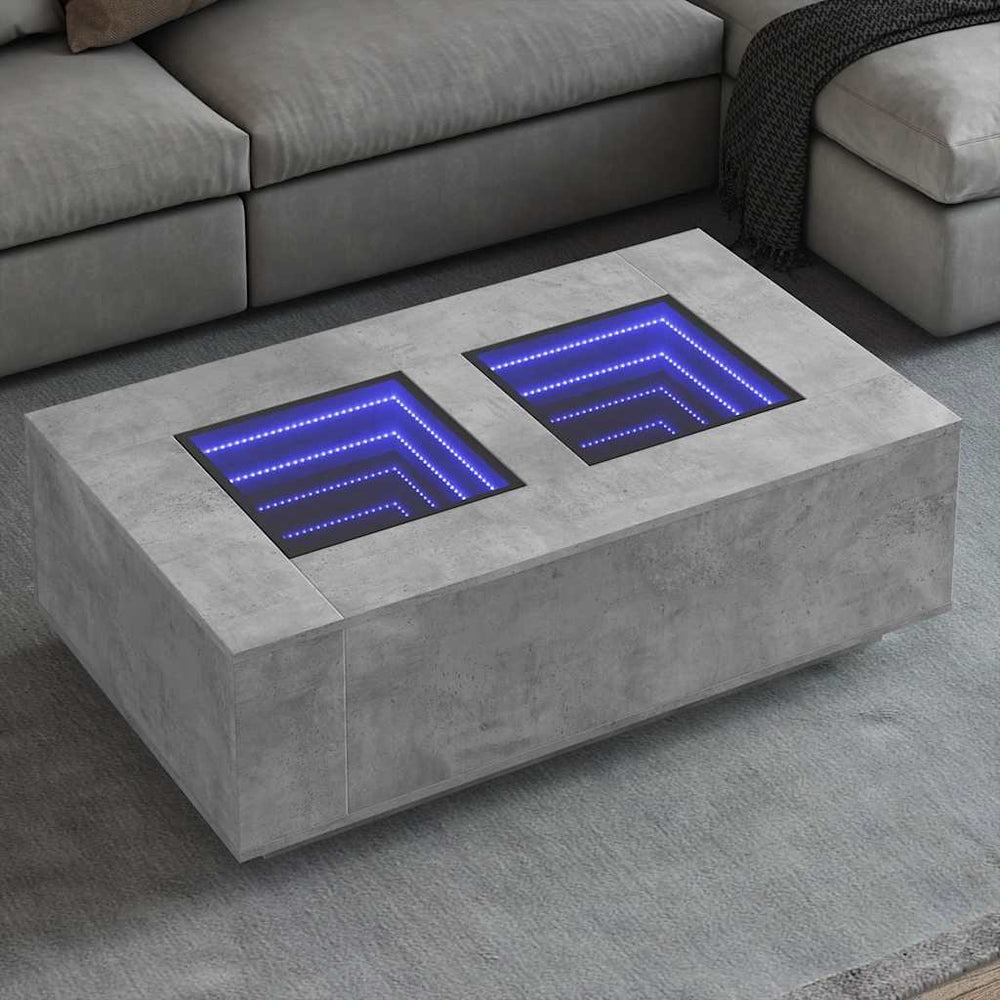 vidaXL Table basse avec LED Infinity Gris béton 116x69x40 cm