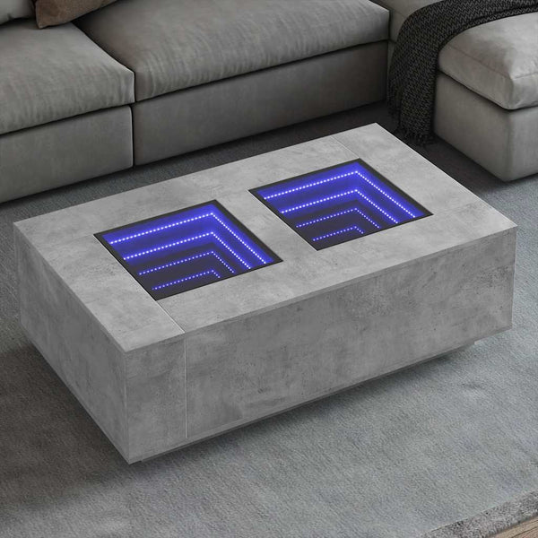 Couchtisch Betongrau mit Infinity-LED 116x69 cm