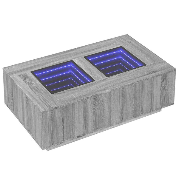vidaXL Table basse avec LED infini Gris Sonoma 116x69x40 cm