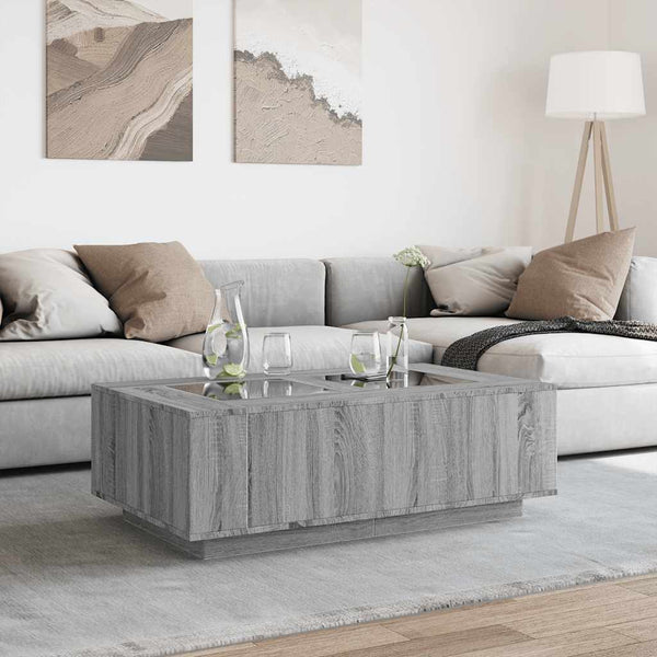 vidaXL Table basse avec LED infini Gris Sonoma 116x69x40 cm