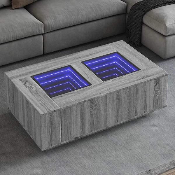 vidaXL Table basse avec LED infini Gris Sonoma 116x69x40 cm