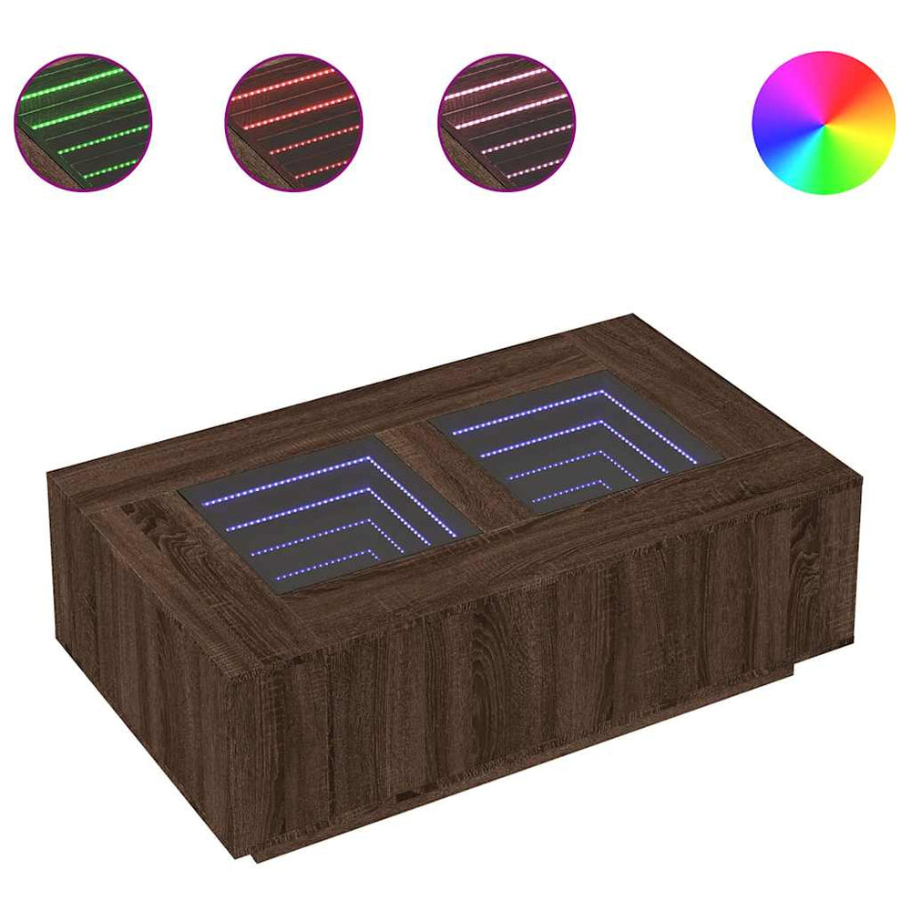 vidaXL Table basse avec LED Infinity Effet chêne marron 116x69x40 cm