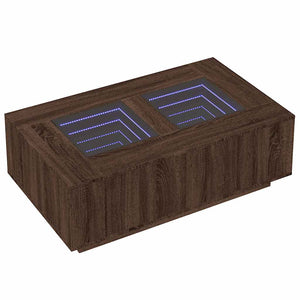vidaXL Table basse avec LED Infinity Effet chêne marron 116x69x40 cm