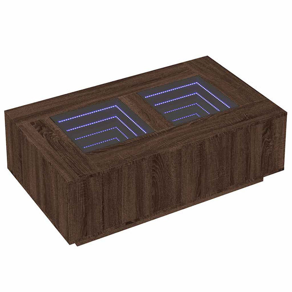 vidaXL Table basse avec LED Infinity Effet chêne marron 116x69x40 cm