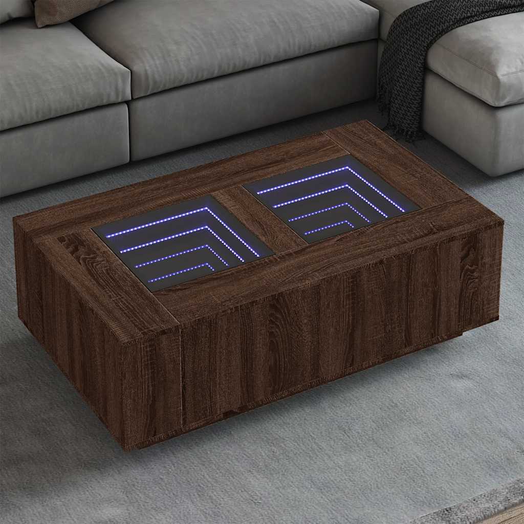 vidaXL Table basse avec LED Infinity Effet chêne marron 116x69x40 cm