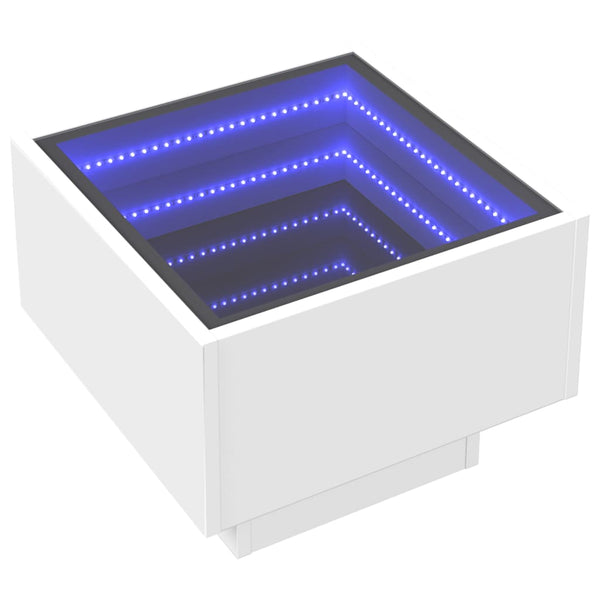 vidaXL Table de chevet LED Infinity blanc 40x40x30 cm