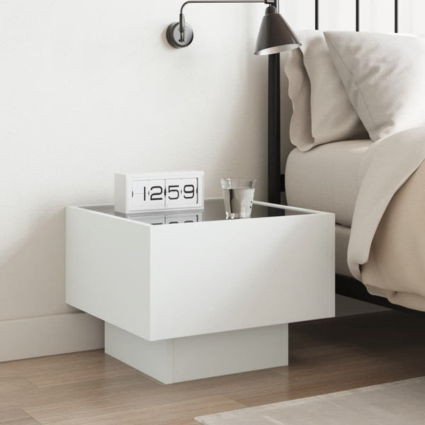 vidaXL Table de chevet LED Infinity blanc 40x40x30 cm