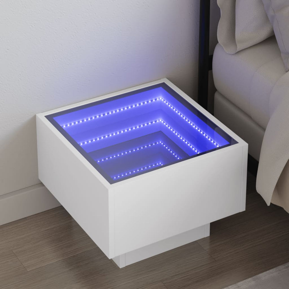 vidaXL Nightstand with Infinity LED White 40x40x30 cm