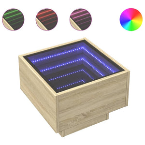 vidaXL Infinity LED Bedside Table Sonoma Oak 40x40x30 cm