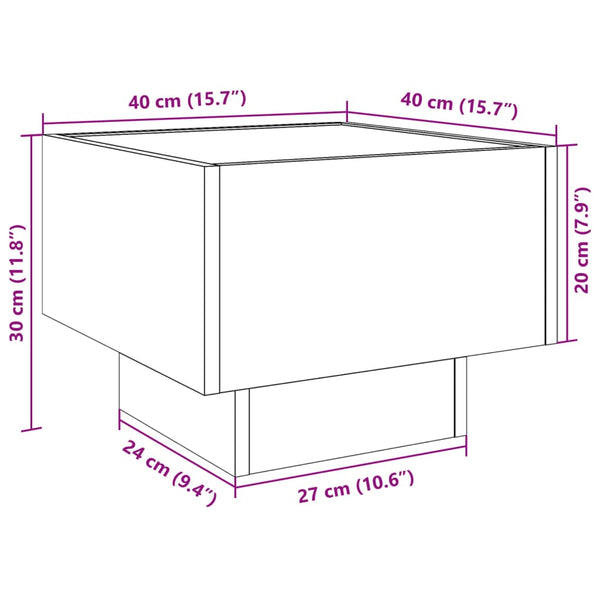 vidaXL Infinity LED Bedside Table Sonoma Oak 40x40x30 cm