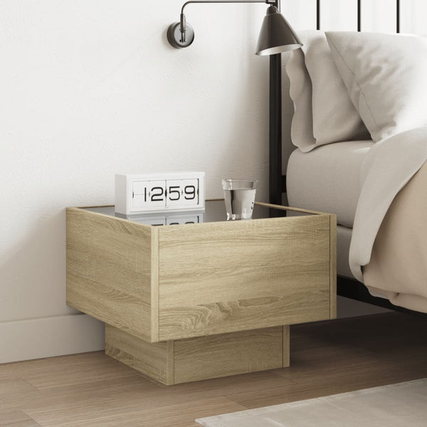 vidaXL Infinity LED Bedside Table Sonoma Oak 40x40x30 cm