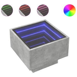 Nachttisch Betongrau mit Infinity-LED 40x40 cm