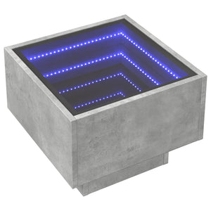 Nachttisch Betongrau mit Infinity-LED 40x40 cm