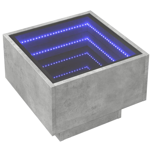 Nachttisch Betongrau mit Infinity-LED 40x40 cm