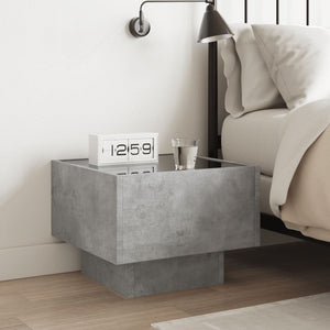 Nachttisch Betongrau mit Infinity-LED 40x40 cm