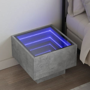 Nachttisch Betongrau mit Infinity-LED 40x40 cm