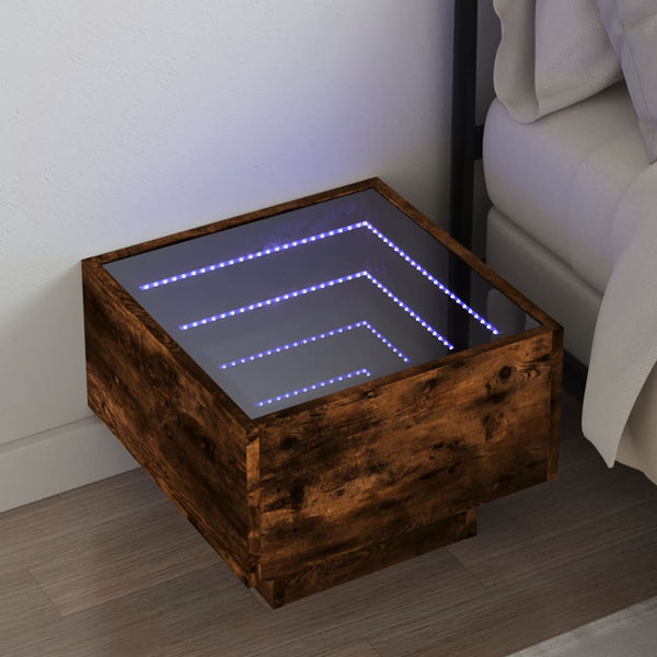 Nachttisch Räuchereiche mit Infinity-LED