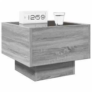vidaXL Table de chevet à LED infini Gris sonoma 40x40x30 cm