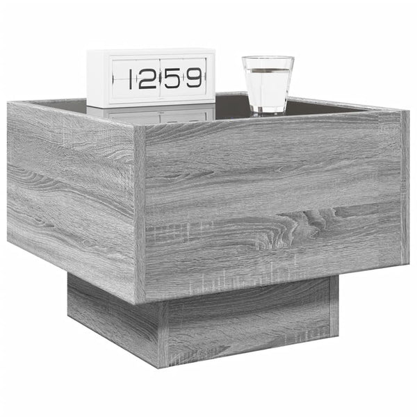 vidaXL Table de chevet à LED infini Gris sonoma 40x40x30 cm