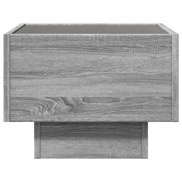 vidaXL Table de chevet à LED infini Gris sonoma 40x40x30 cm