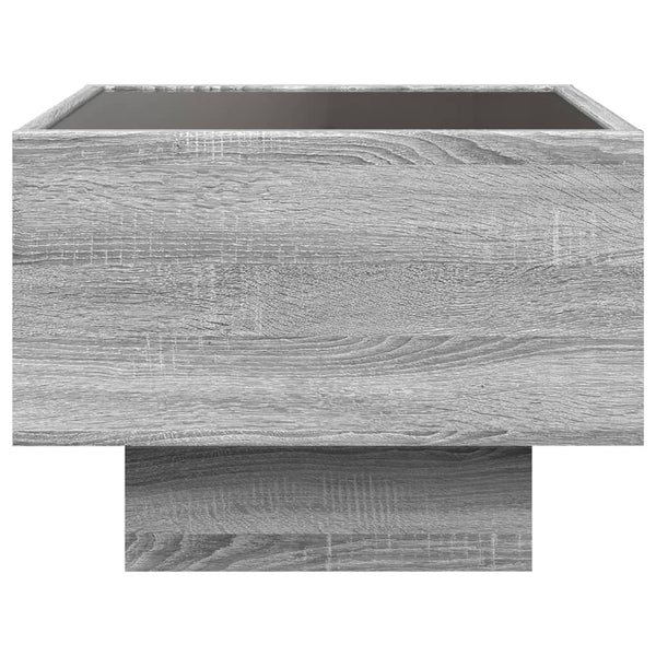 vidaXL Table de chevet à LED infini Gris sonoma 40x40x30 cm