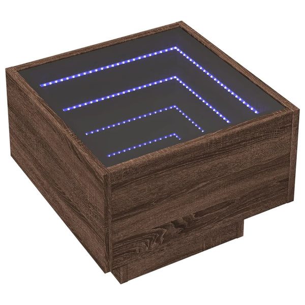 vidaXL Bedside Table with Infinity LED Brown Oak-Look 40x40x30 cm