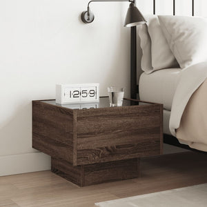 vidaXL Bedside Table with Infinity LED Brown Oak-Look 40x40x30 cm
