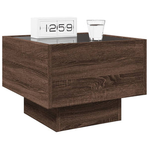 vidaXL Bedside Table with Infinity LED Brown Oak-Look 40x40x30 cm