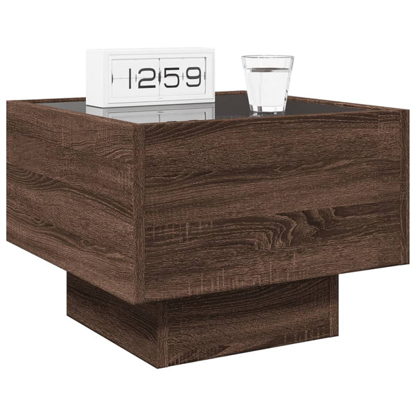 vidaXL Bedside Table with Infinity LED Brown Oak-Look 40x40x30 cm