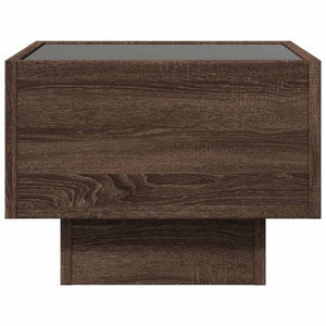 vidaXL Bedside Table with Infinity LED Brown Oak-Look 40x40x30 cm