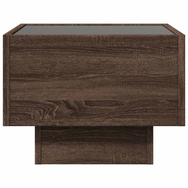 vidaXL Bedside Table with Infinity LED Brown Oak-Look 40x40x30 cm