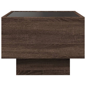 vidaXL Bedside Table with Infinity LED Brown Oak-Look 40x40x30 cm