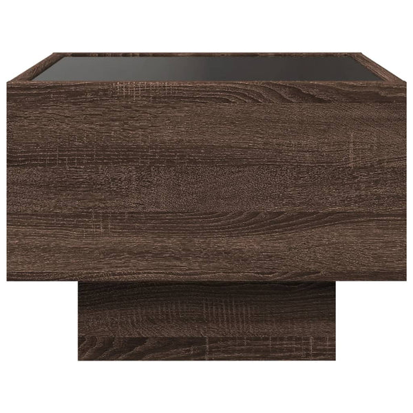 vidaXL Bedside Table with Infinity LED Brown Oak-Look 40x40x30 cm