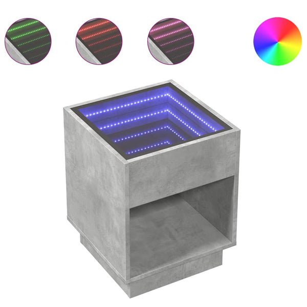 Nachttisch Betongrau mit Infinity-LED