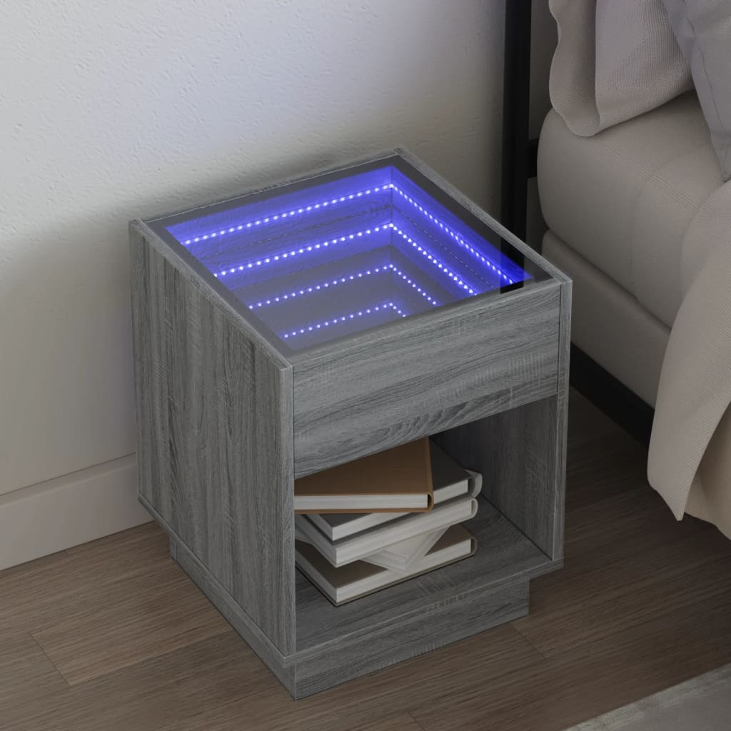 Nachttisch Grau Sonoma mit Infinity-LED