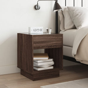 vidaXL Table de chevet avec LED infinies Effet chêne marron 40x40x50 cm